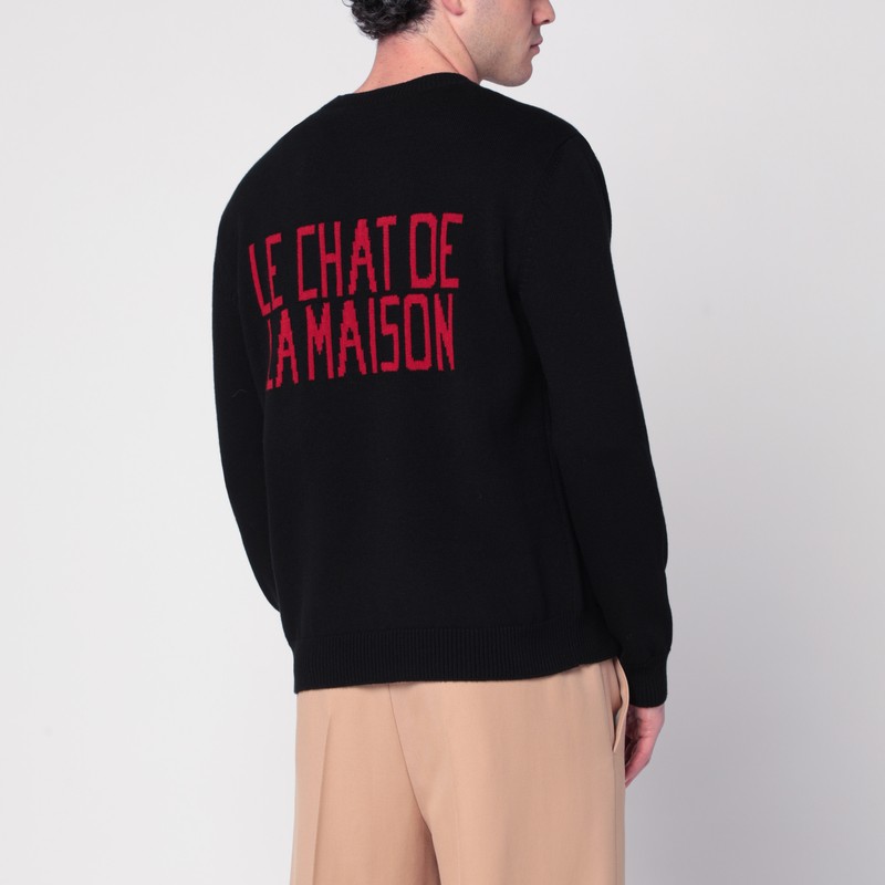 Valentino Garavani Sweater With Le Chat De La Maison Patch In Black