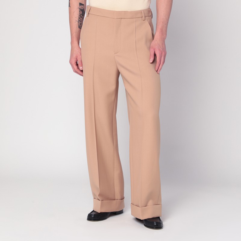 Valentino Wide-leg Trousers With Cuffed Hem And Pleats
