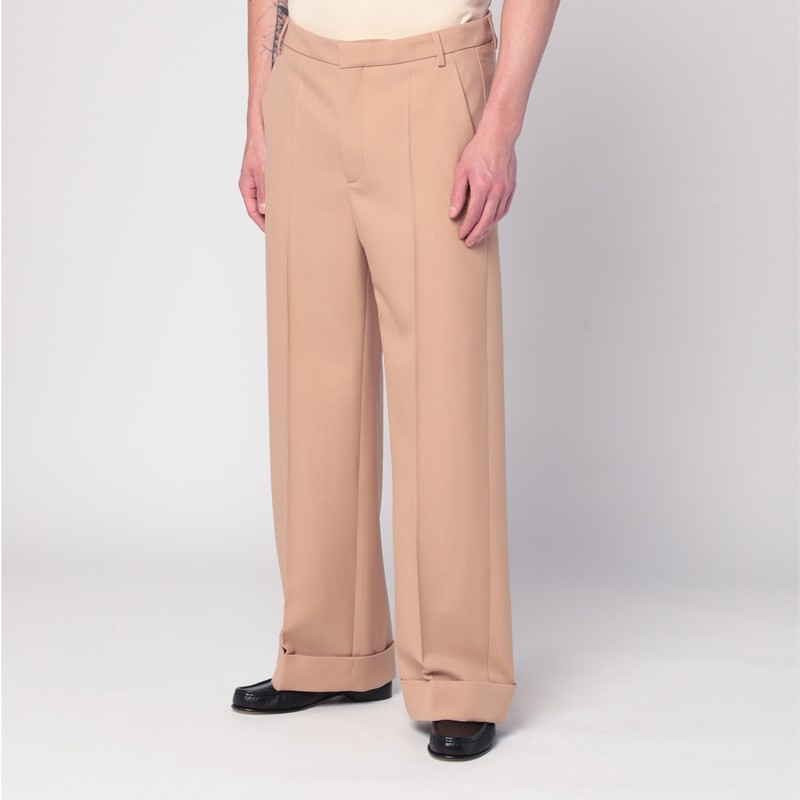Valentino Wide-leg Trousers With Cuffed Hem And Pleats