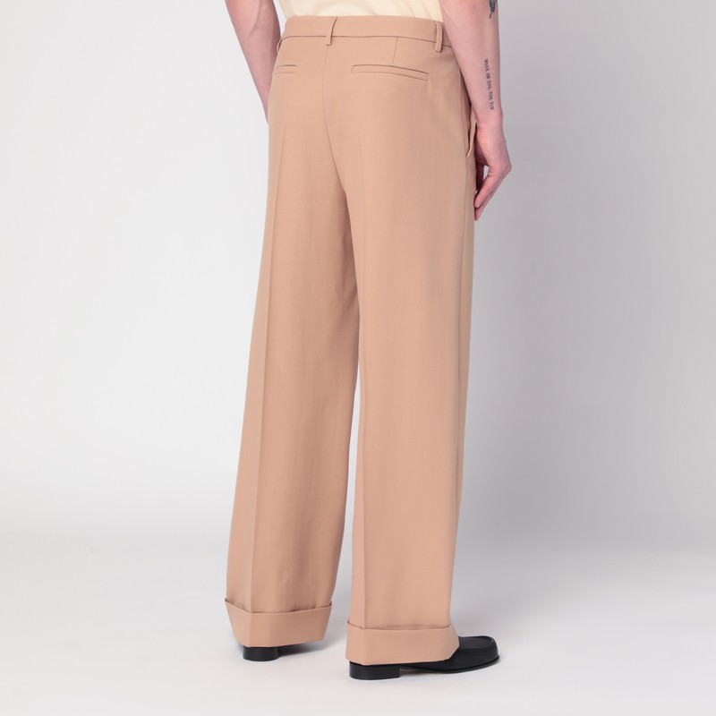 Valentino Wide-leg Trousers With Cuffed Hem And Pleats