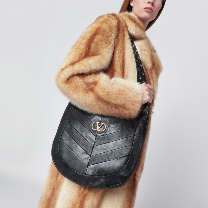 Valentino Womens Nero Hoboho Medium Leather Shoulder Bag In Black