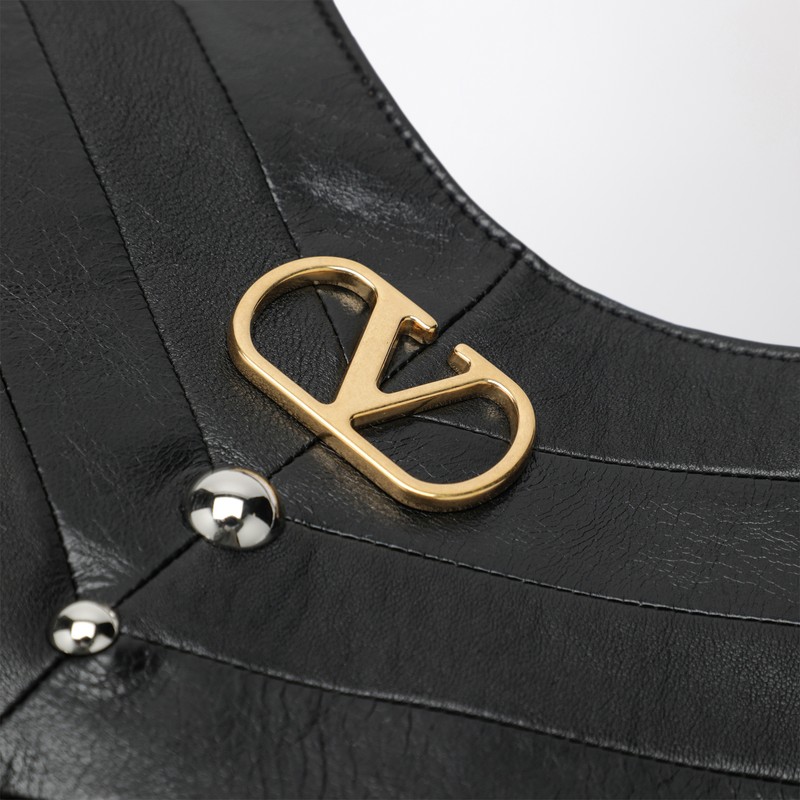 Valentino Garavani Small Hoboho Chevron Quilted Shoulder Bag With Studs In Black