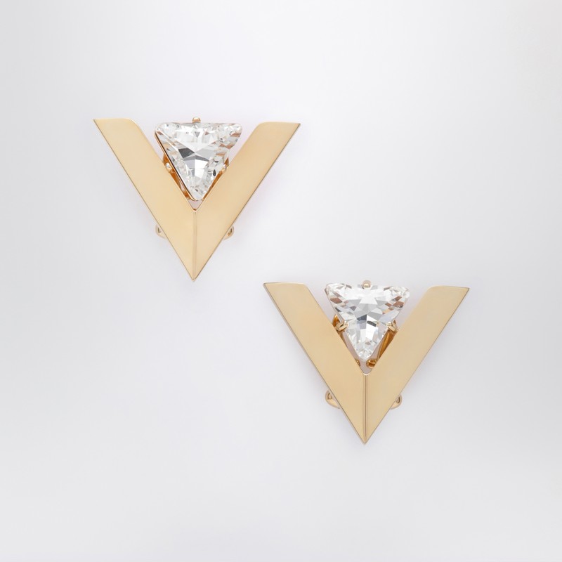 Je Les V crystal metal earrings