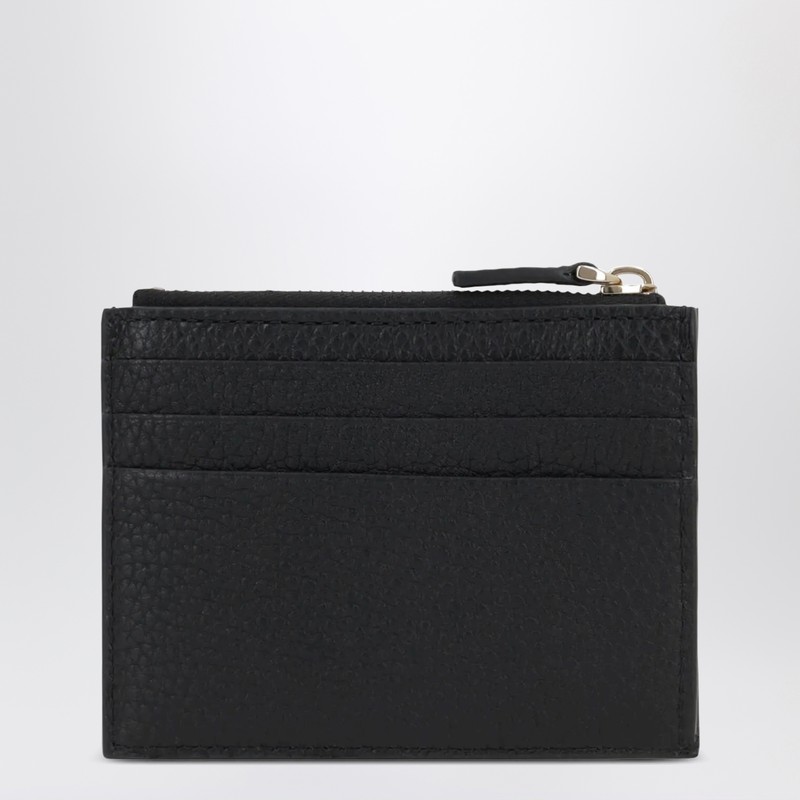Valentino Rockstud Zipped Card Holder In Black Leather In Black