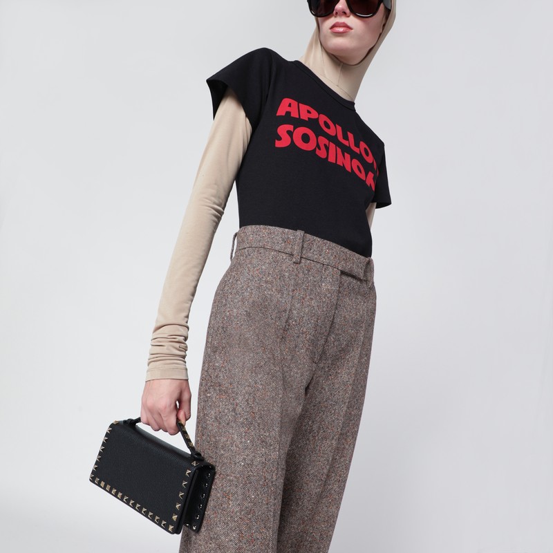 Valentino Rockstud Wallet With Black Strap In Black