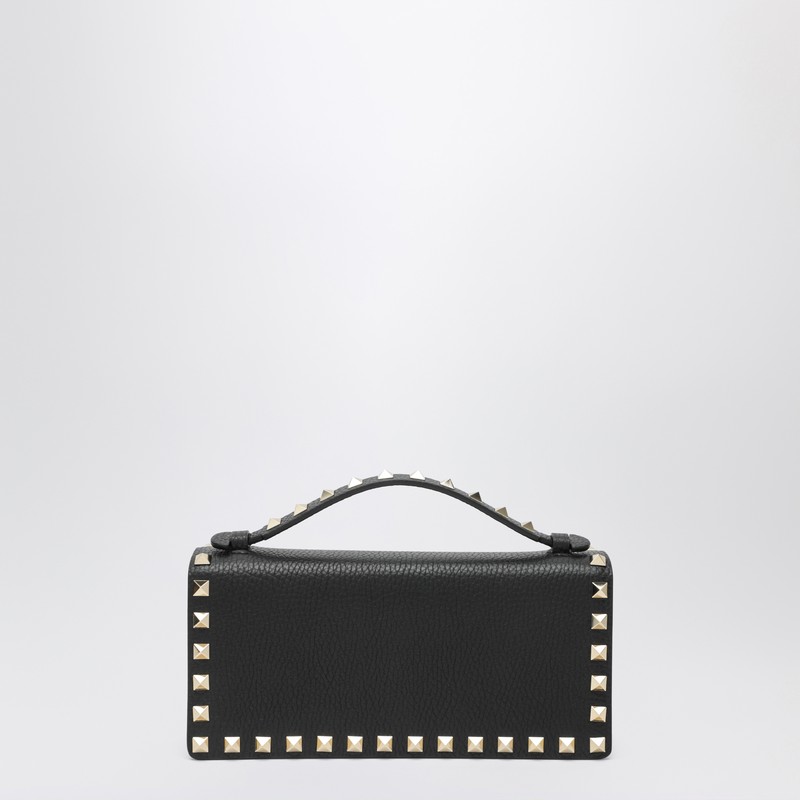 Valentino Rockstud Wallet With Black Strap In Black