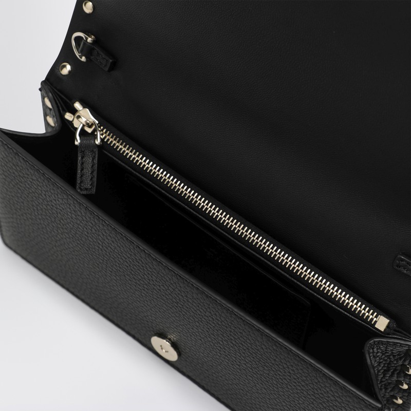 Valentino Rockstud Wallet With Black Strap In Black