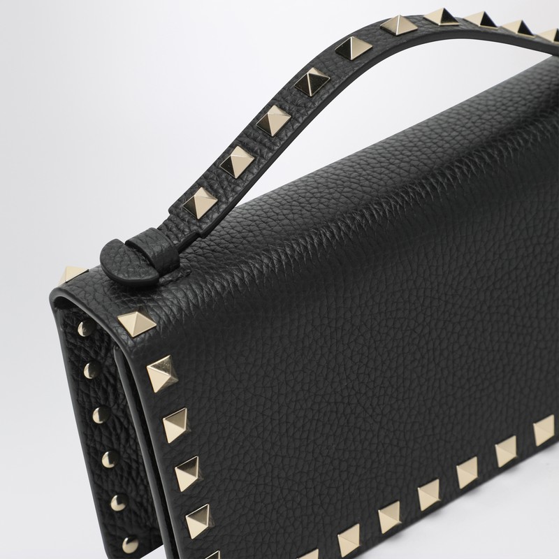 Valentino Rockstud Wallet With Black Strap In Black