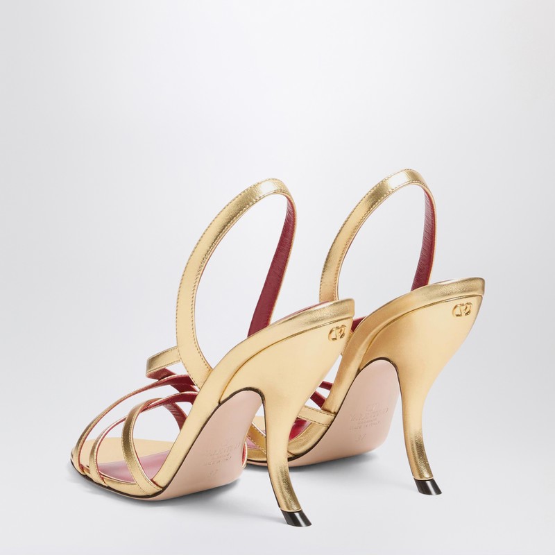 Valentino Garavani Fetishique Sandal In Laminated Nappa 105mm Woman Antique Brass 40 In Metallic