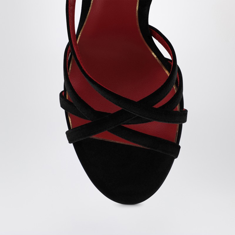 Valentino Fetishique Black Velvet Sandal In Black