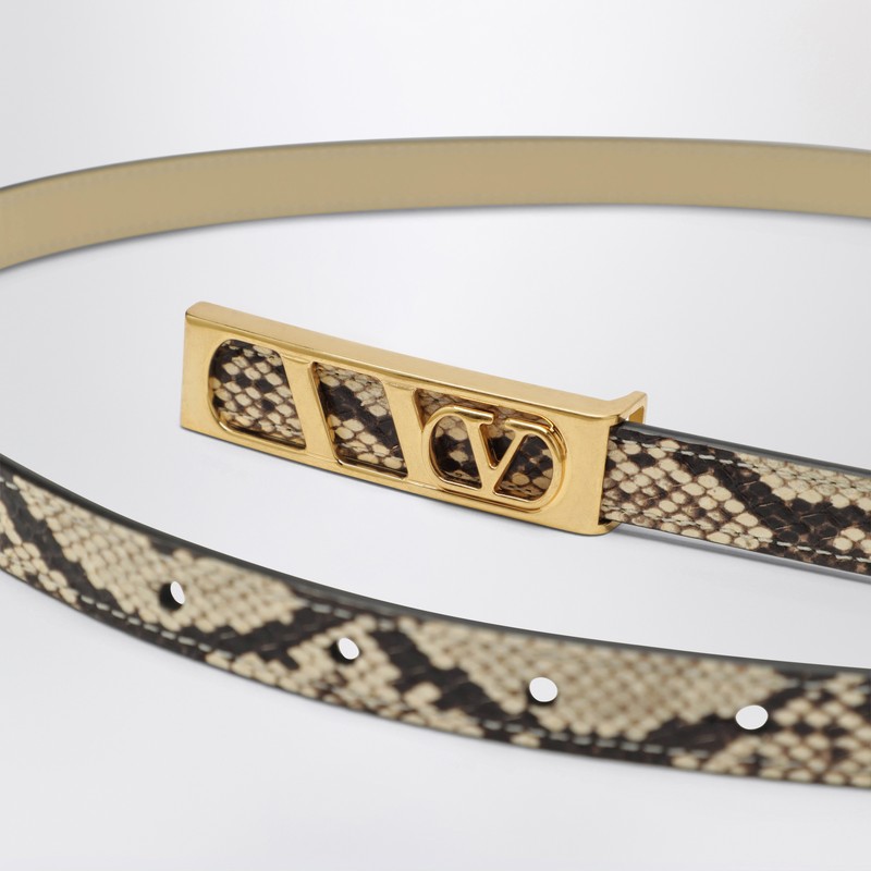Valentino Volgo Signature Belt With Python Print In Sand