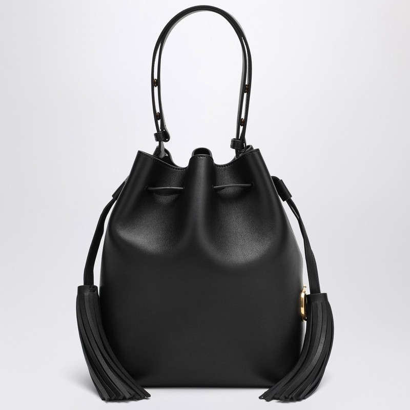 Valentino Garavani So Seau Leather Drawstring Bucket Bag In Black