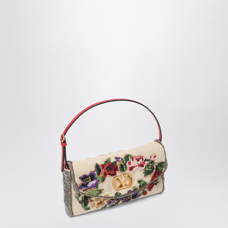 Valentino Small Shoulder Bag Vain Soft With Embroidery In Multi