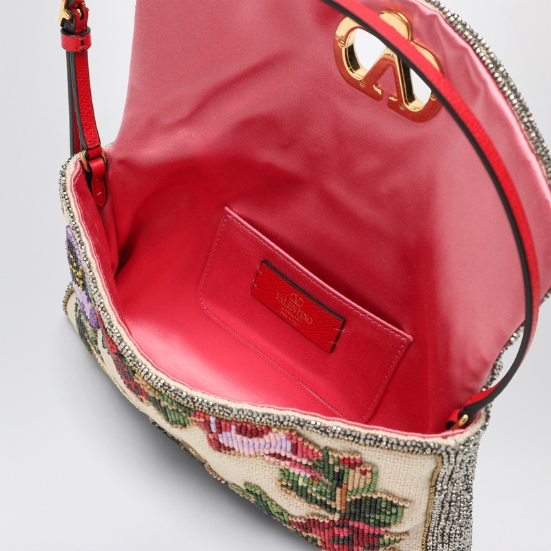 Valentino Small Shoulder Bag Vain Soft With Embroidery In Multi