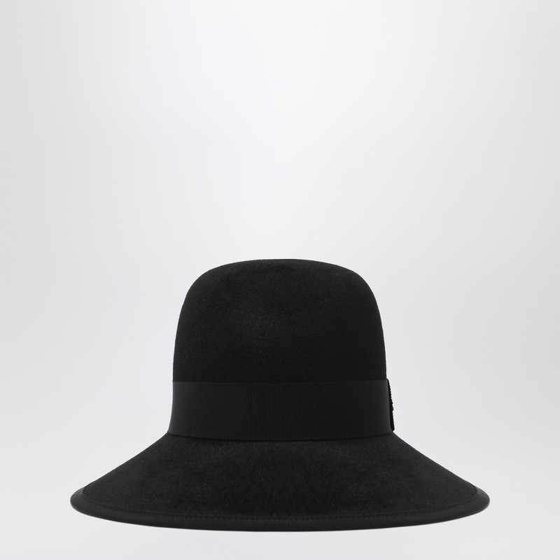 Valentino Volgo Signature Cap In Black Lapin Fabric In Black