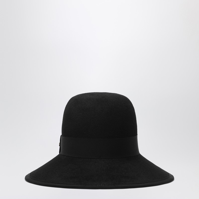 Valentino Volgo Signature Cap In Black Lapin Fabric In Black