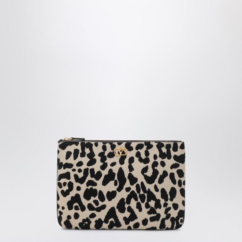 Animal-print pony-effect VLogo Signature pouch