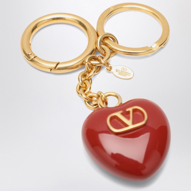 Valentino Garavani Bag Charm Keyring Coeur Royal In Red In Gold