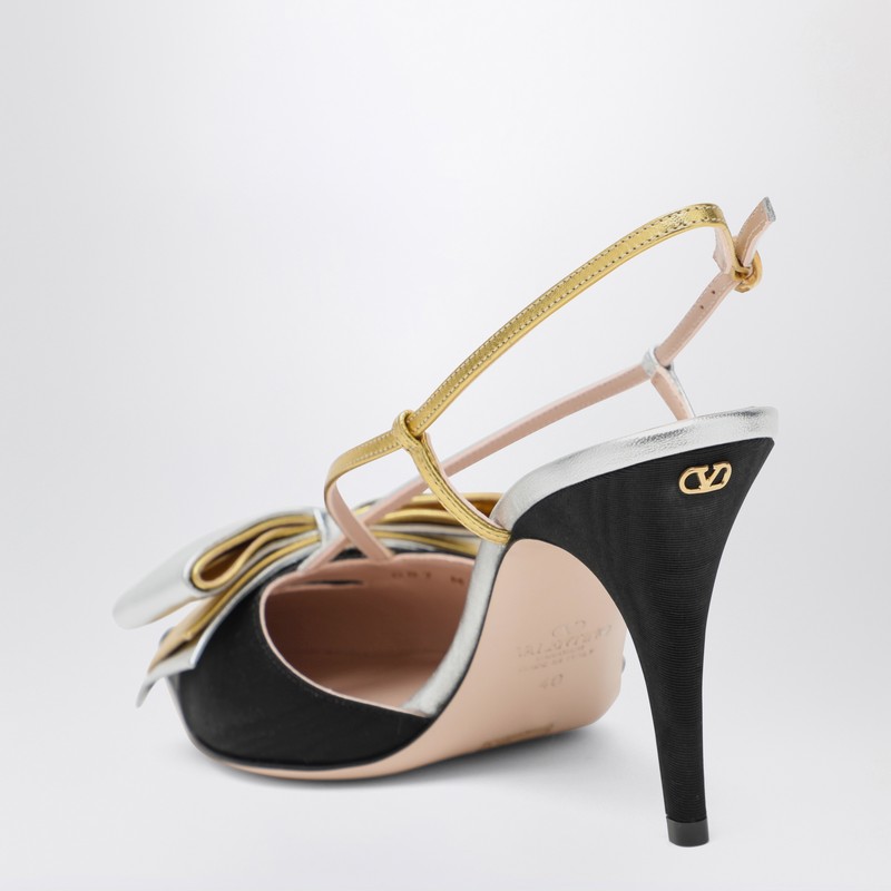 Valentino Slingback Bowow Pumps Black With Bow In Black