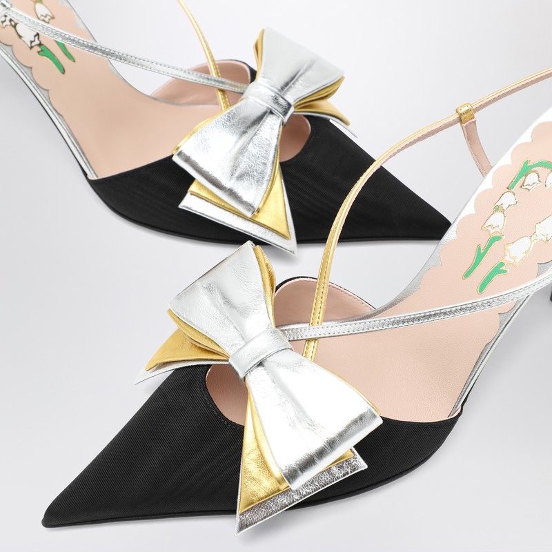 Valentino Slingback Bowow Pumps Black With Bow In Black