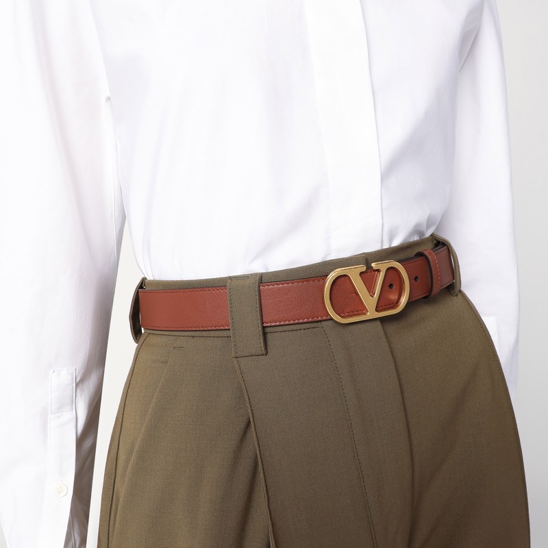 Valentino Garavani Vlogo Signature Deep Caramel Belt Women In Brown