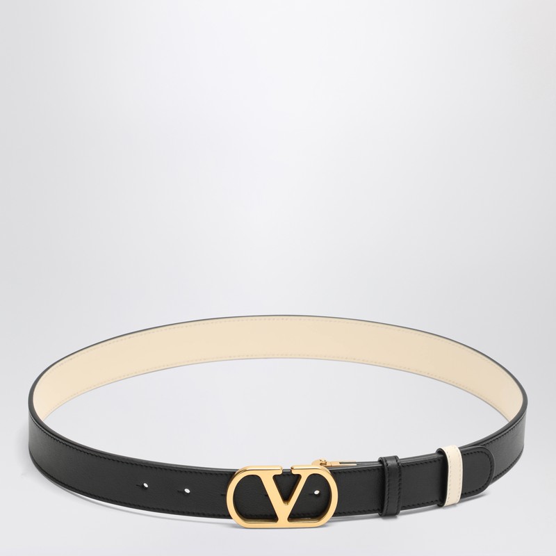 Reversible VLogo Signature belt in black/butter white