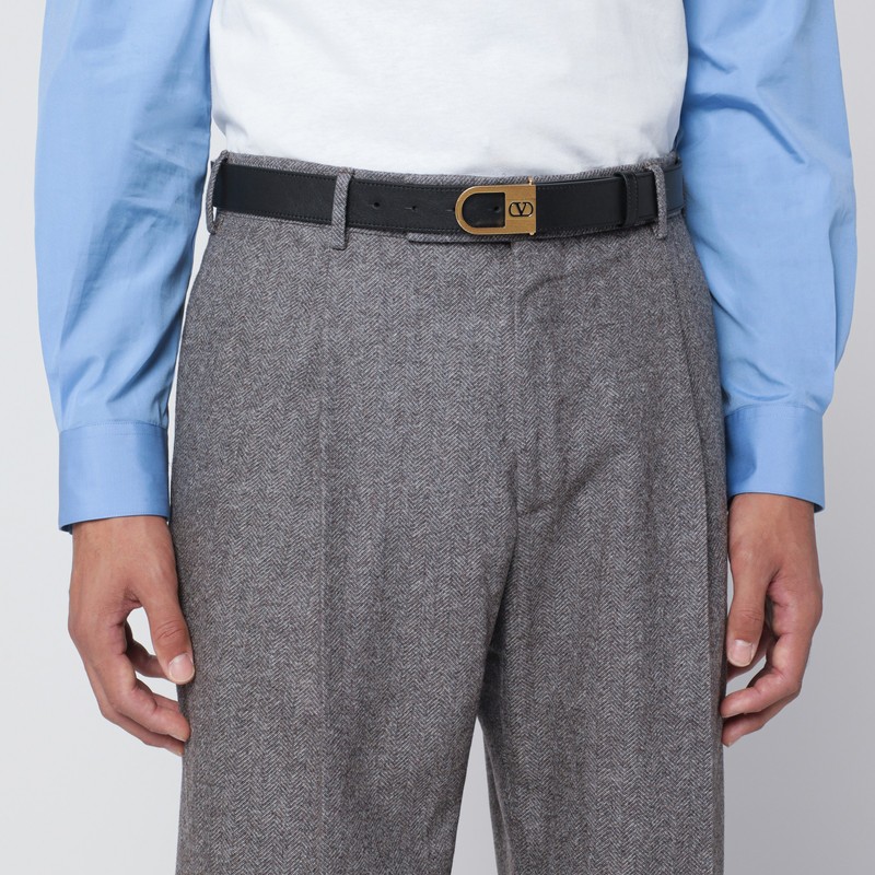 Valentino Black Vlogo Signature Belt In Black