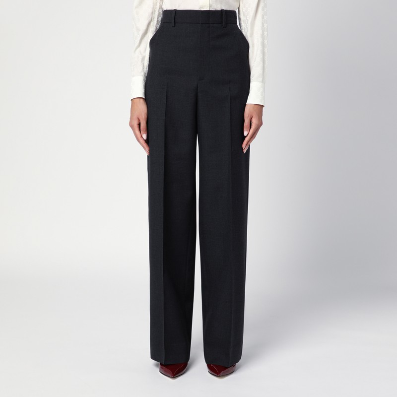Dark grey wool wide trousers