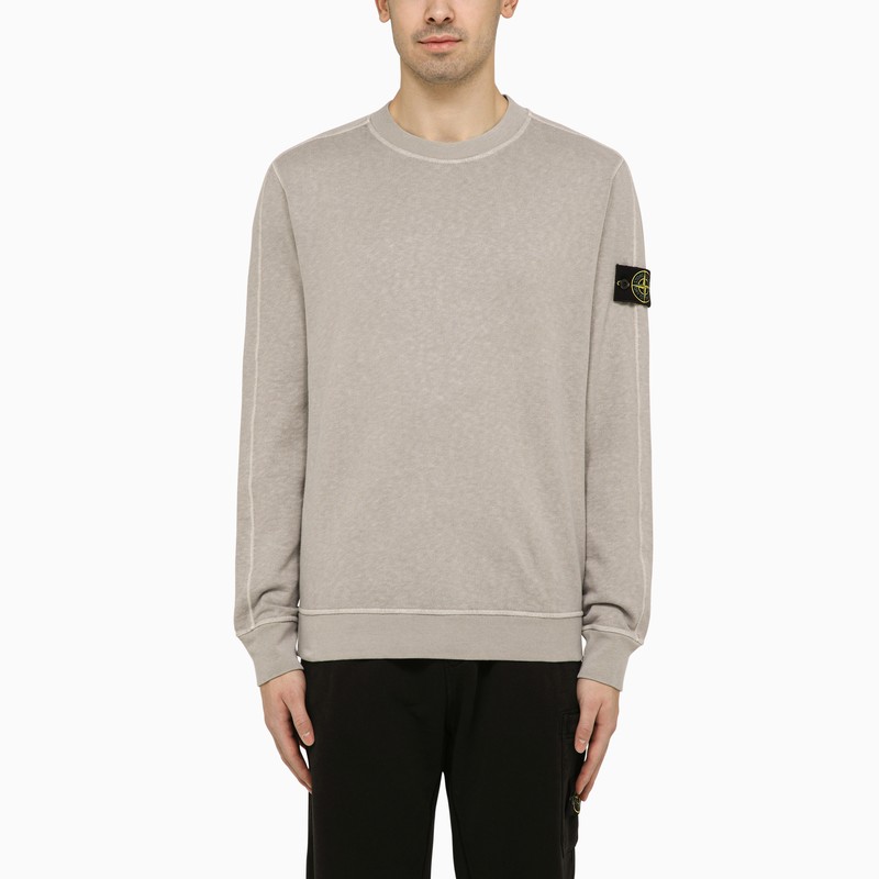 Stone island hellgraues sweatshirt mit rundhalsausschnitt und logo