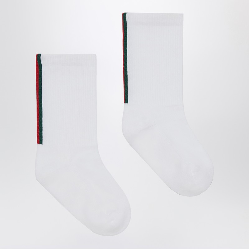 Gucci White Socks With Web Ribbon In White