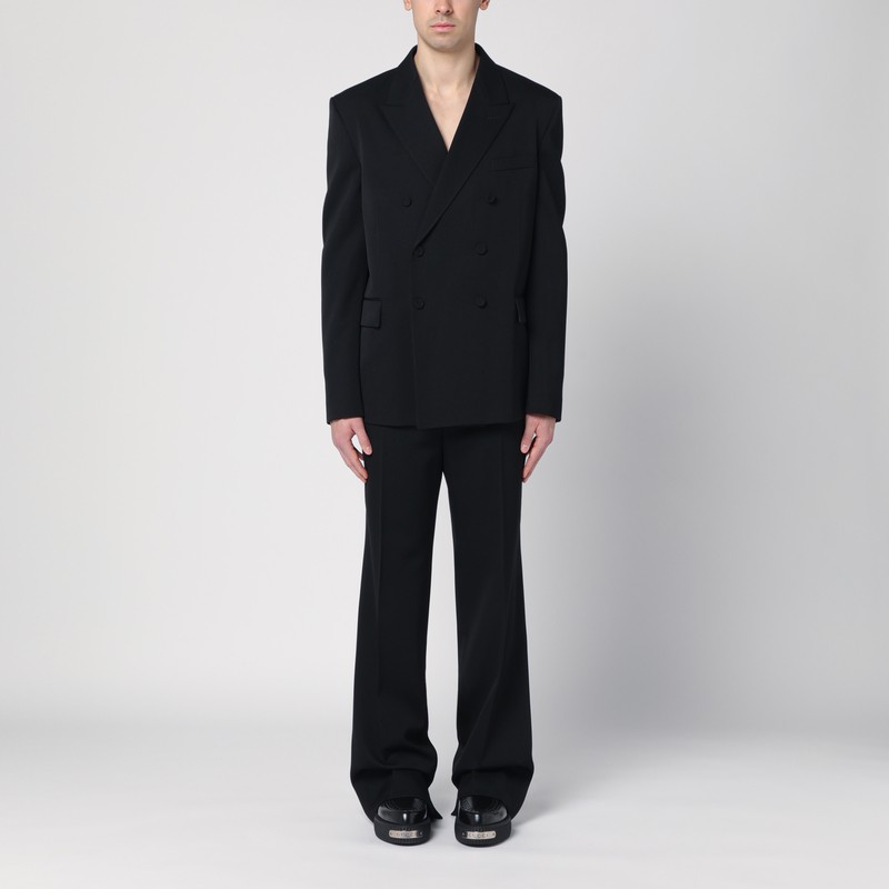 Black double-breasted wool suit - GUCCI - Modalova