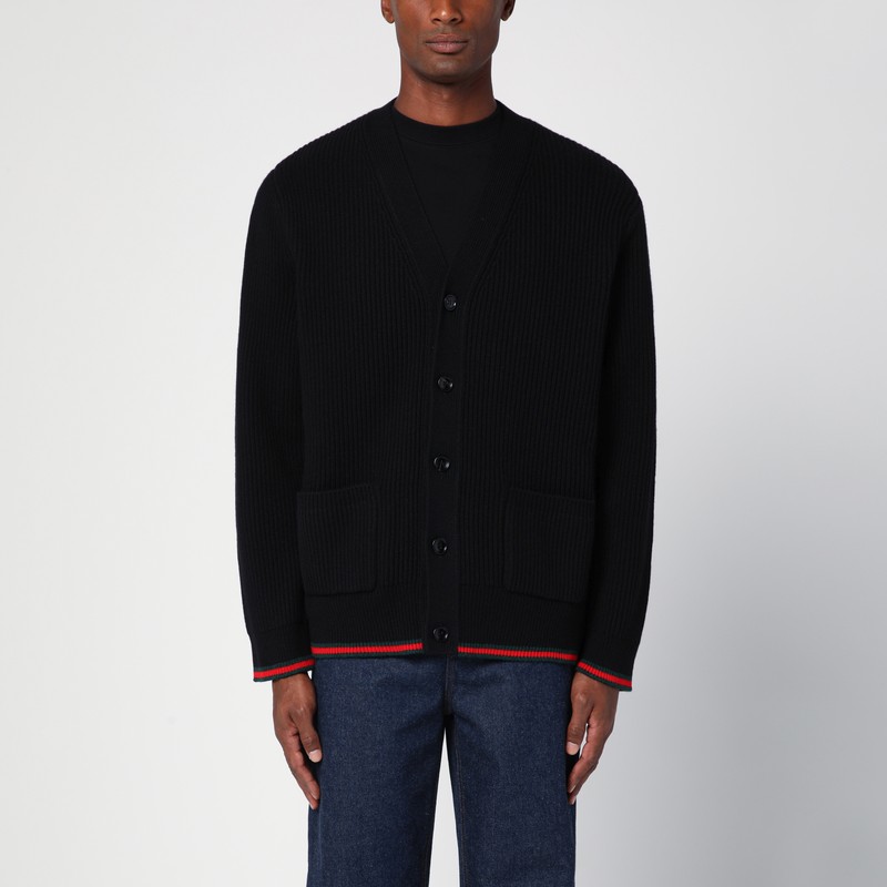 Black wool and cashmere cardigan