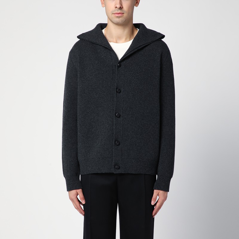 Grey mélange wool cardigan