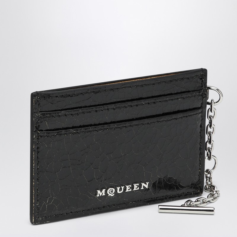 Alexander Mcqueen T-bar Credit Card Holder Black/caramel In Black