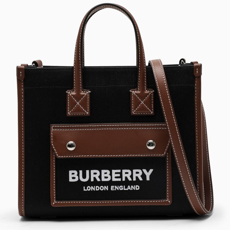 Burberry Freya Mini Tote Bag In Black Canvas ModeSens