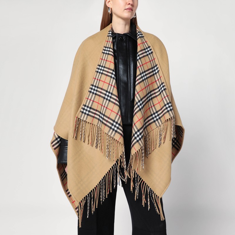 Beige wool cape with Check pattern - Burberry - Modalova