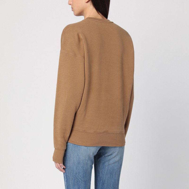 Saint Laurent Oversized Cotton Fleece Sweatshirt In Brown