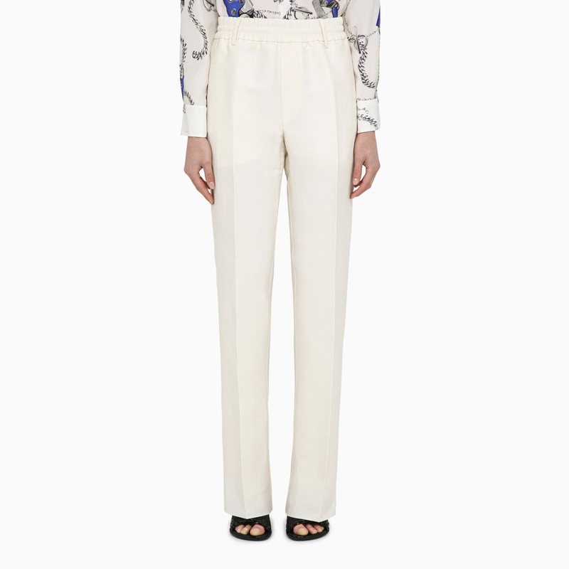 Burberry White Viscose Blend Trousers In White