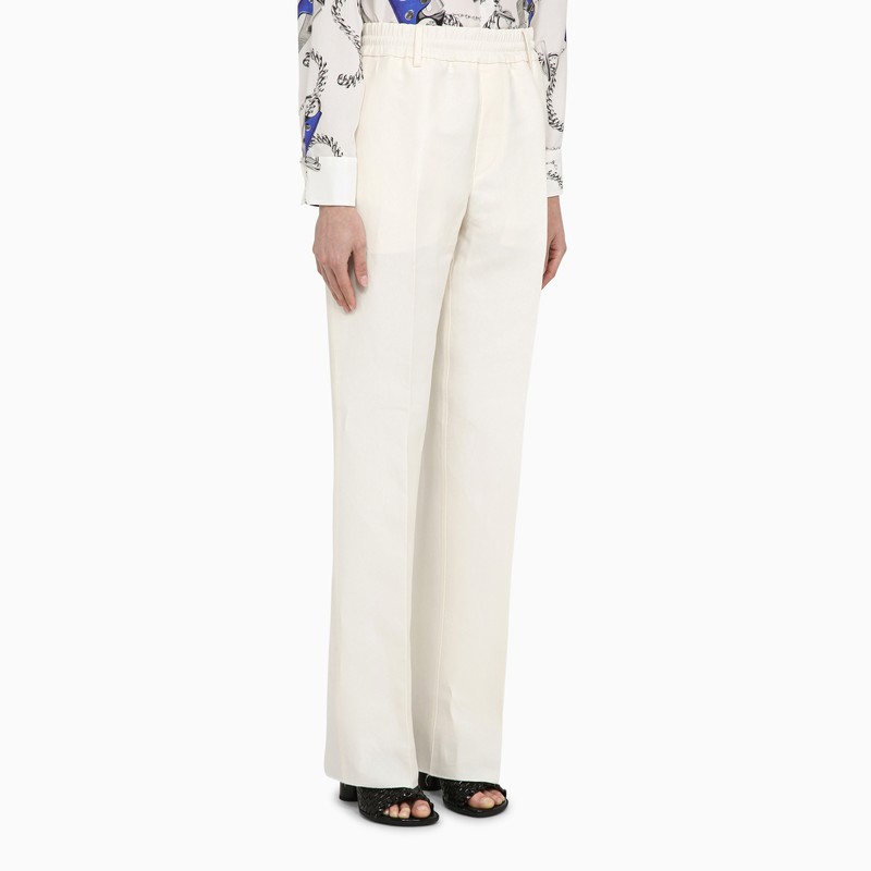 Burberry White Viscose Blend Trousers In White