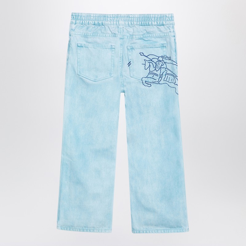 Burberry Light Blue Denim Jeans With Ekd In Blue