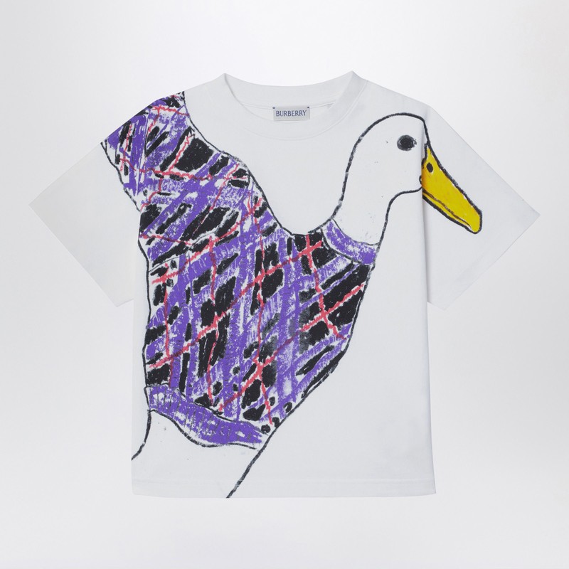 Burberry White Cotton T-shirt With Print In White