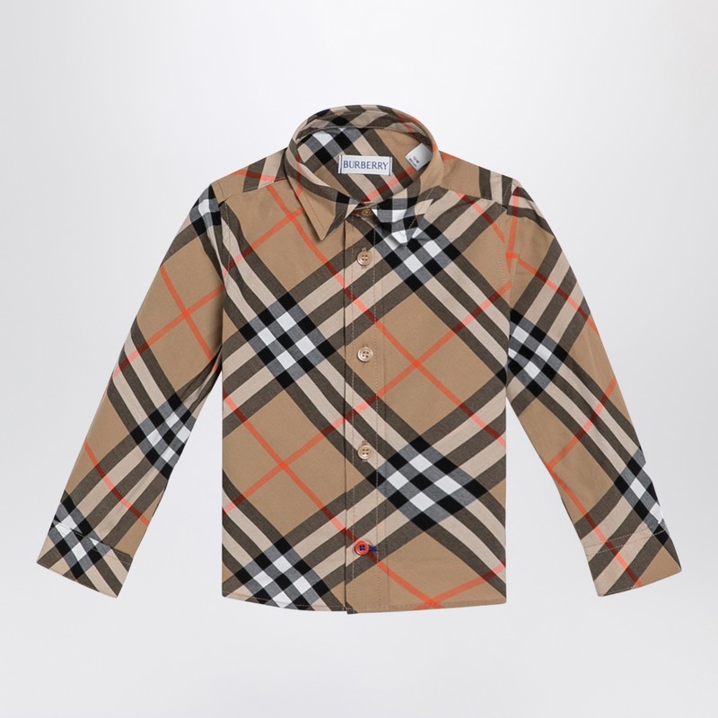 Beige cotton check shirt