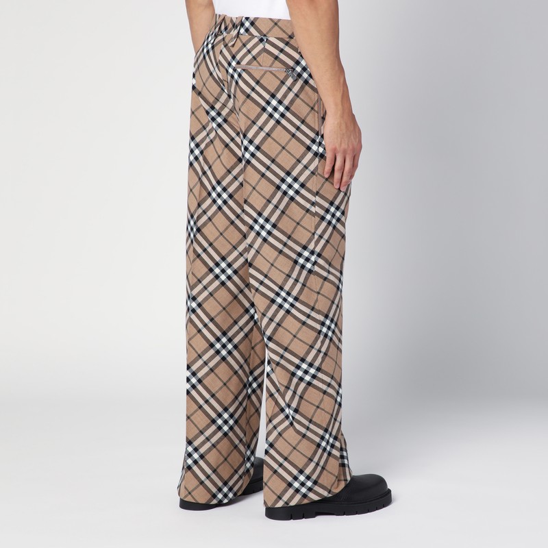 Burberry Men Check Linen-blend Pants In Beige