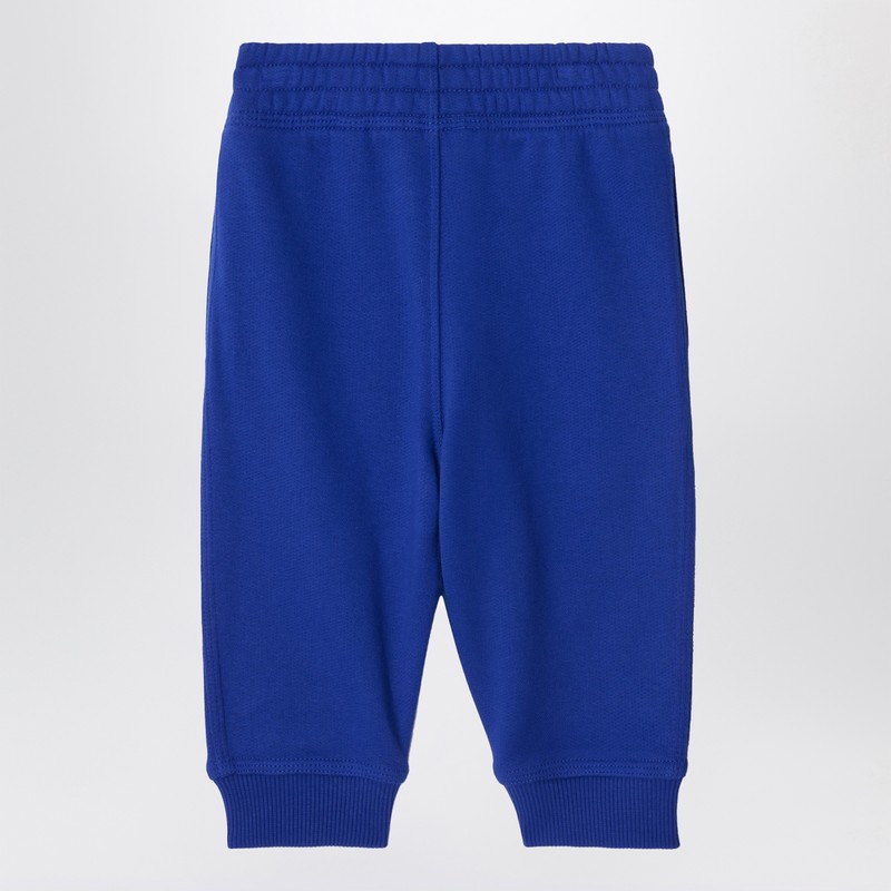 Burberry Electric Blue Jogging Trousers With Ekd Logo In White