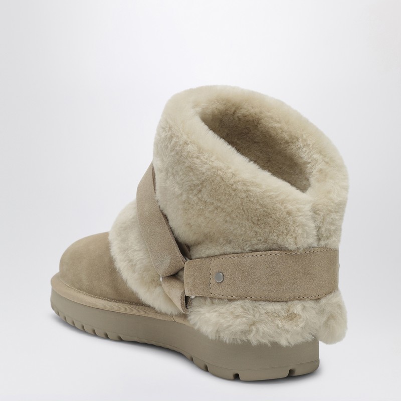 Burberry Suede Shearling Snow Boots With Buckle Detail In Gray