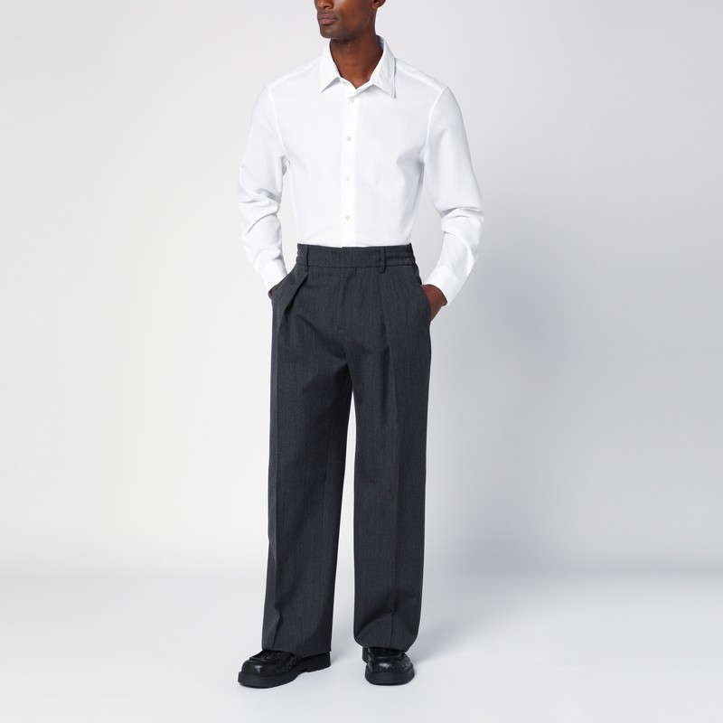 Burberry Grey Wool Trousers With Darts In Grey