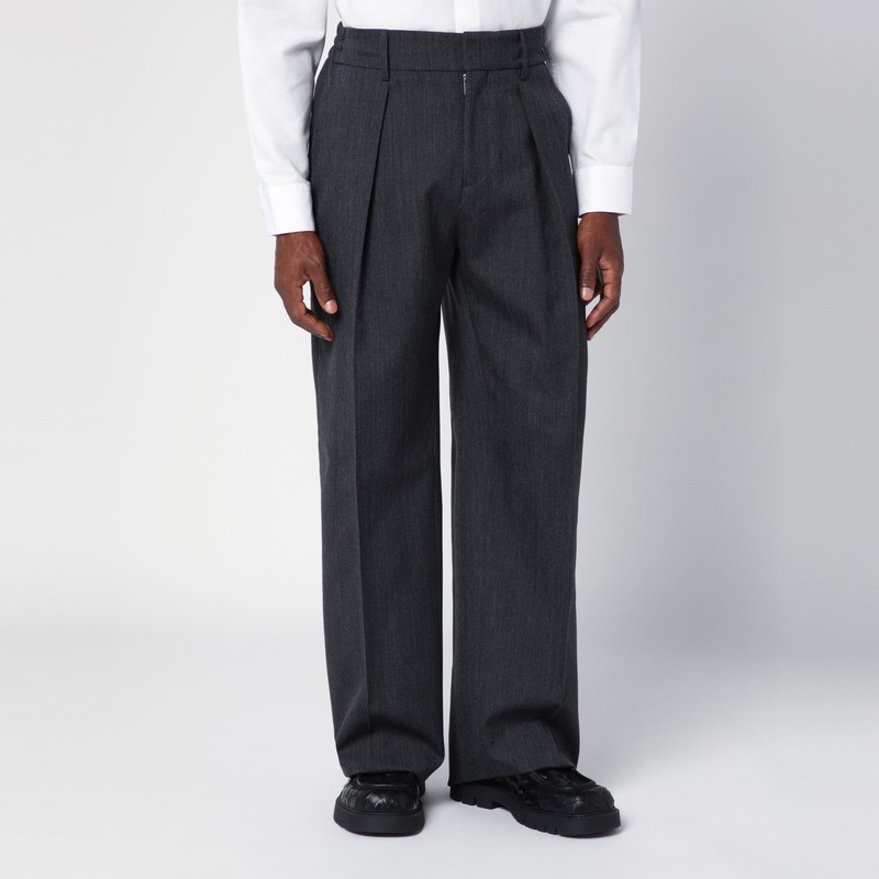 Burberry Grey Wool Trousers With Darts In Grey