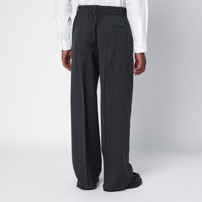 Burberry Grey Wool Trousers With Darts In Grey