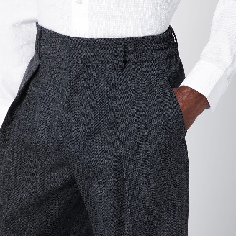 Burberry Grey Wool Trousers With Darts In Grey