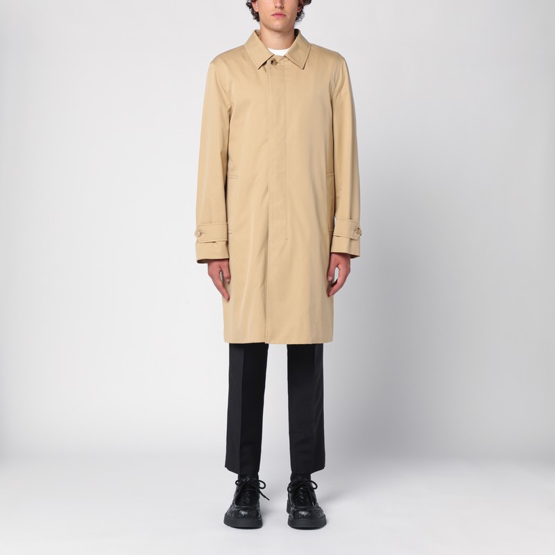 Long beige gabardine Car coat